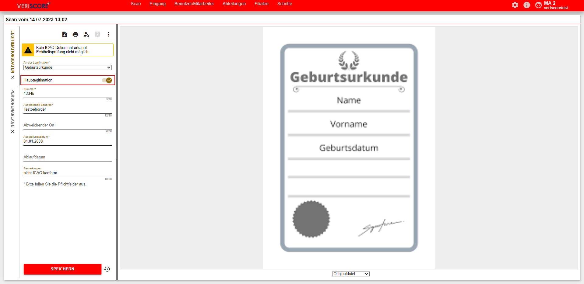 Hauptlegitimation